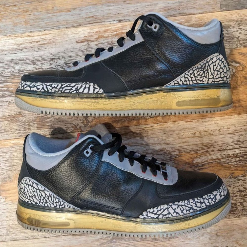 NIKE AIR JORDAN FUSION 3 AJF BLACK CEMENT 323626 061 SIZE 14 2008